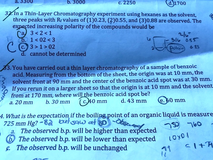 SOLVED a.SSUu b 3000 2250 d,17o0 32In a ThinLayer Chromatography