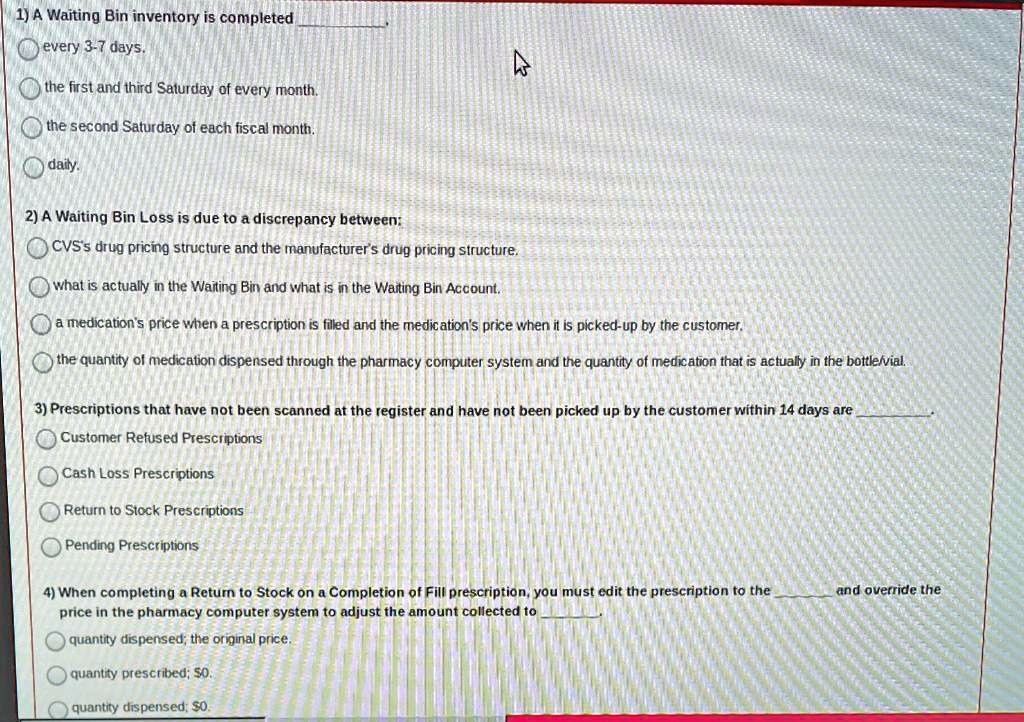 SOLVED A Waiting Bin inventory is completed every 37 days, the first