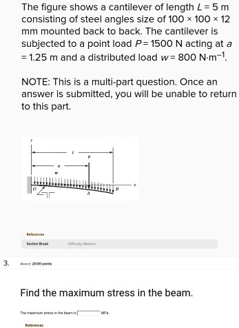SOLVED: The figure shows a cantilever of length L = 5m consisting of ...