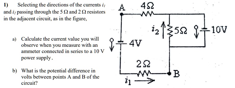 SOLVED: 1) Selecting the directions of the currents i. and i2 passing ...