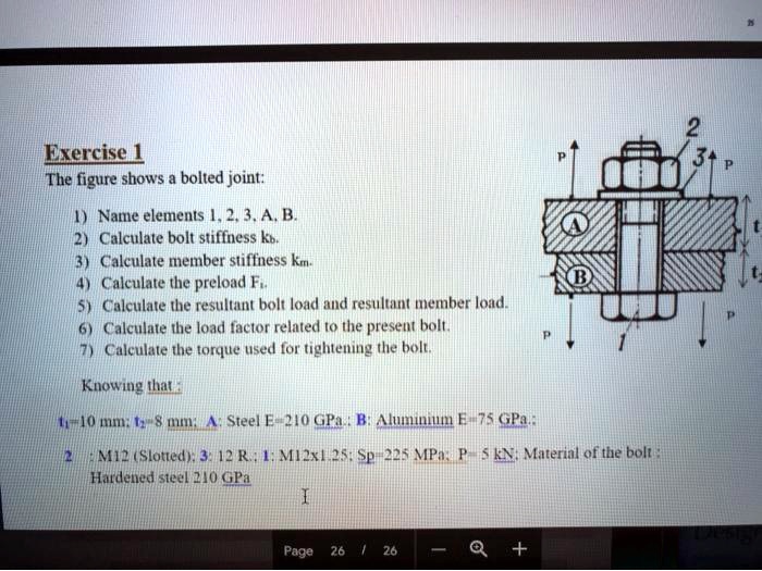 SOLVED Exercise 1 Bolted Joint Analysis The figure shows a bolted