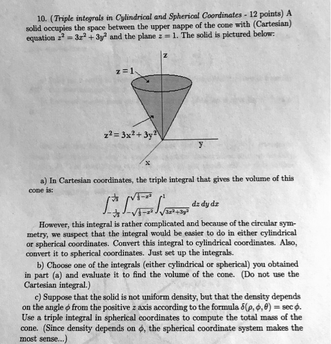 SOLVED10. (Triple integrals in Cylindrical and Spherical Coordinates