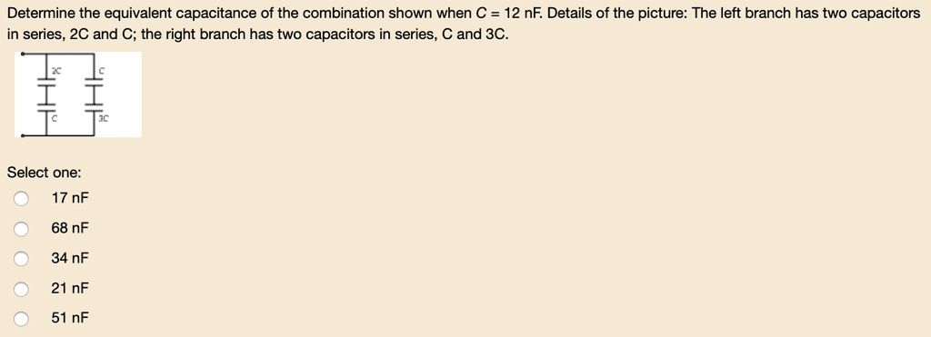 SOLVED: Determine the equivalent capacitance of the combination shown ...