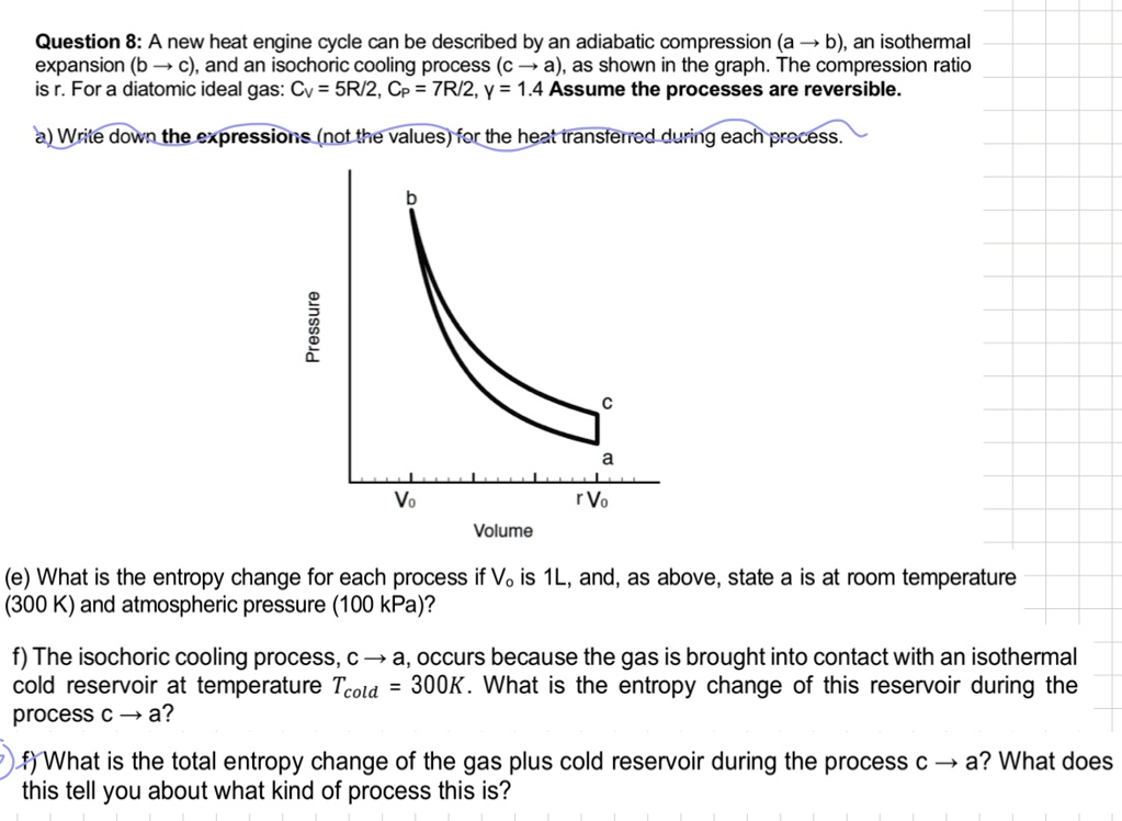 SOLVED: Question 8: A new heat engine cycle can be described by an ...