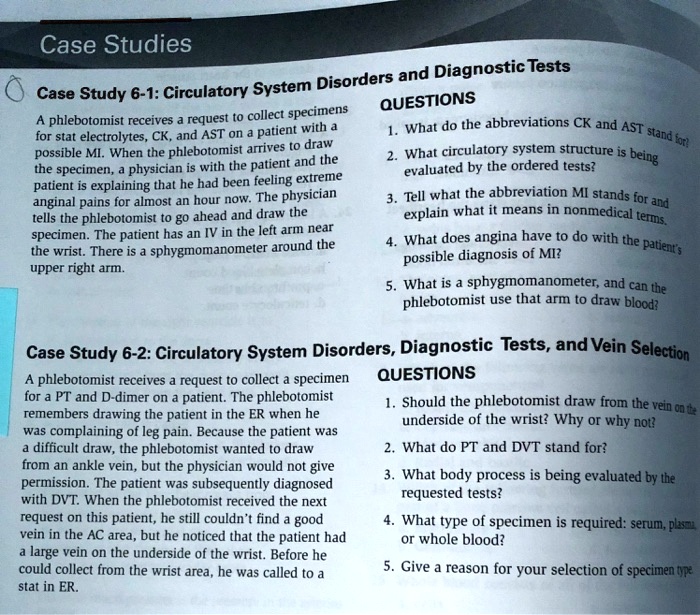 case studies and diagnostic tests disorders case study 6 1 circulatory ...