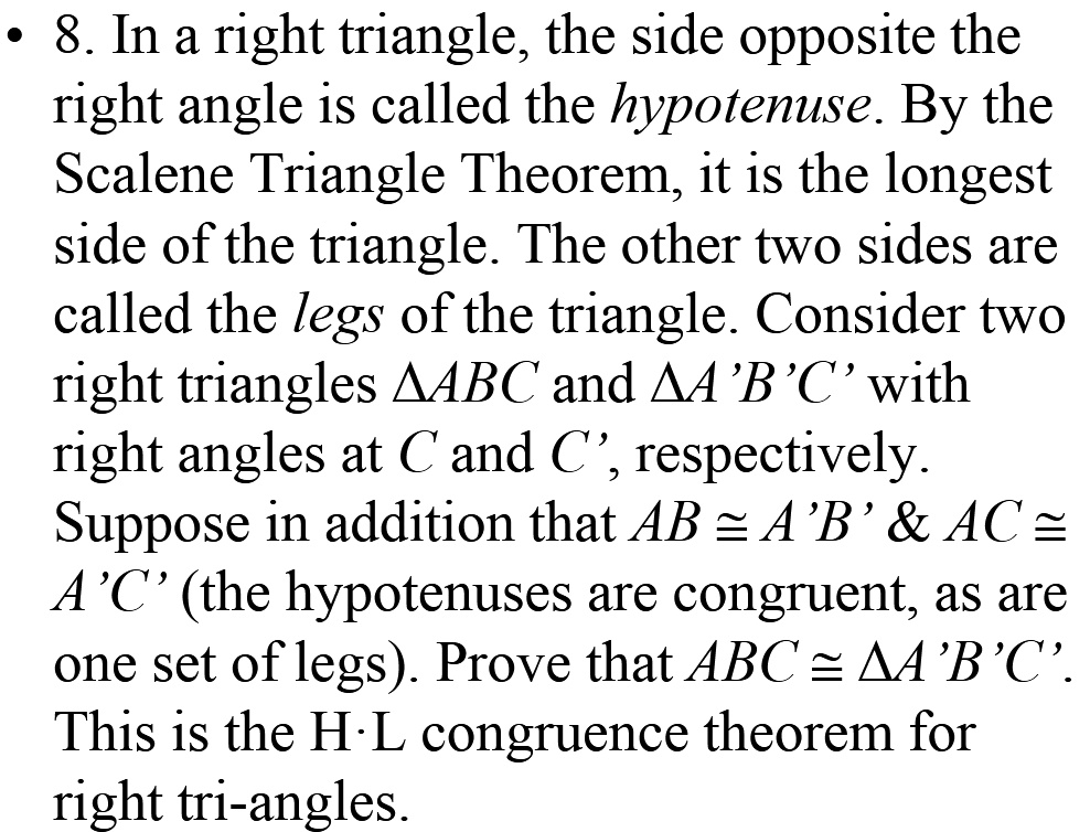 SOLVED8. In a right triangle, the side opposite the right angle is