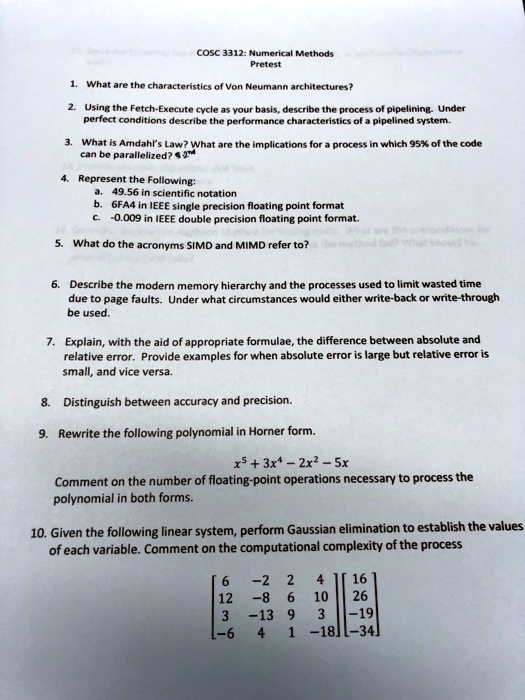 VIDEO solution: COSC3312: Numerical Methods Pretest 1. What are the ...