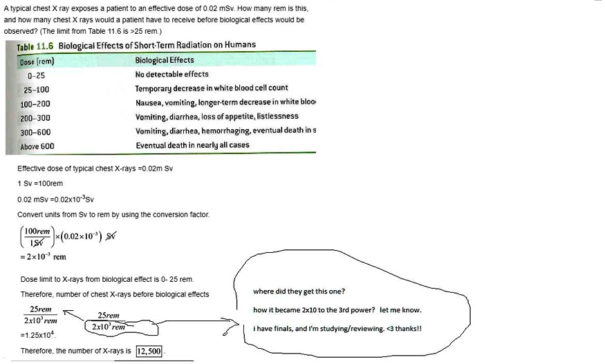 SOLVED Typical chest Xray exposes patient effective dose 0.02 mSv