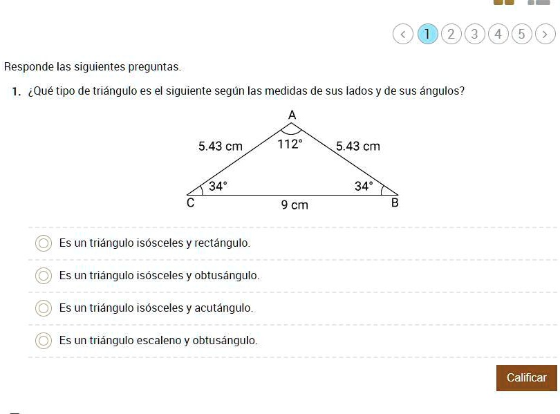 SOLVED: ¿Qué tipo de triángulo es el siguiente según las medidas de sus ...