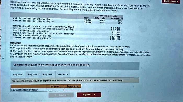 SOLVED: Required 1: Calculate the first production department's ...