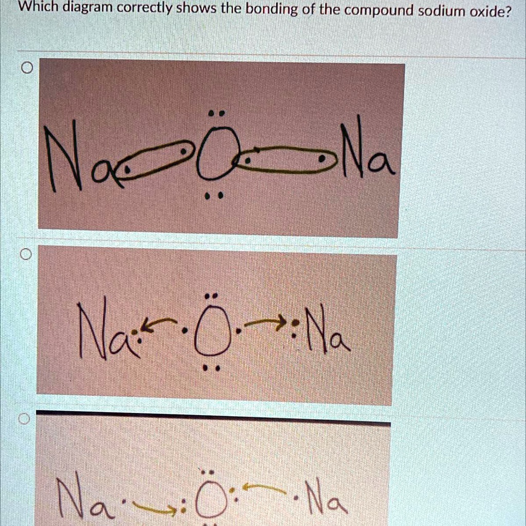 SOLVED: PLS HELP!!!!!!!!!!! Which diagram correctly shows the bonding ...