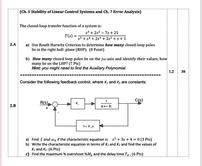 (Ch.5 Stability of Linear Control Systems and Ch.7 Error Analysis) The ...