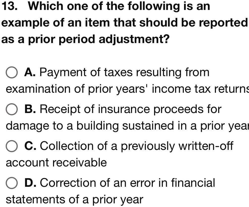 13. Which one of the following is an example of an item that should be ...