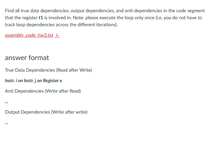 SOLVED: Find all true data dependencies, output dependencies, and anti ...