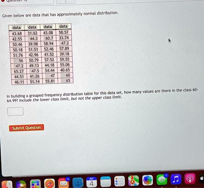 SOLVED Give And Below Our Data That Has Approximately Normal solved-give-and-below-our-data-that-has-approximately-normal