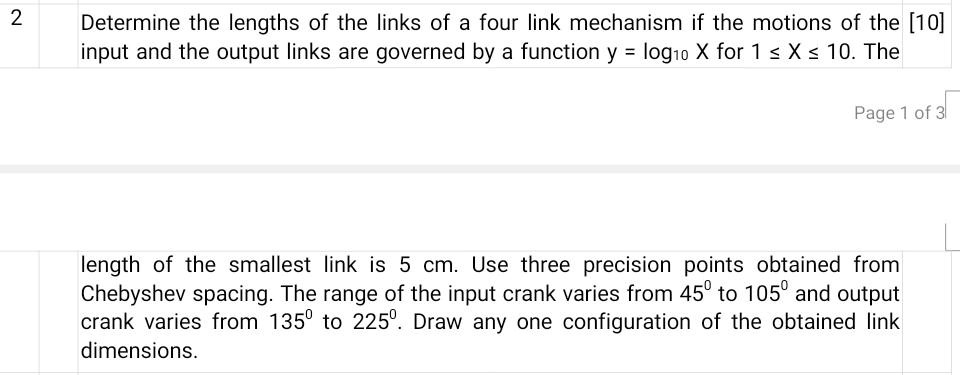 Link Dimensions Using Syntax Determine the lengths of the links of a four-link mechanism if the ...
