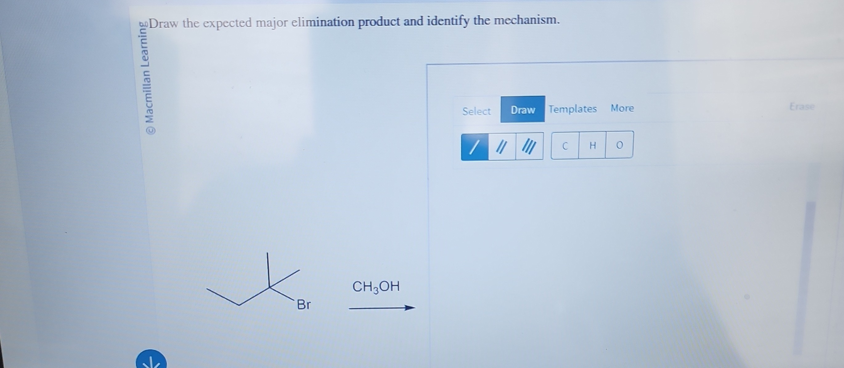 Dow the expected major elimination product and identify the mechanism ...