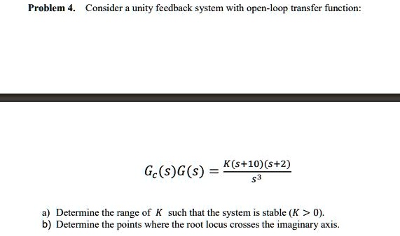 SOLVED: Problem 4. Consider a unity feedback system with an open-loop ...