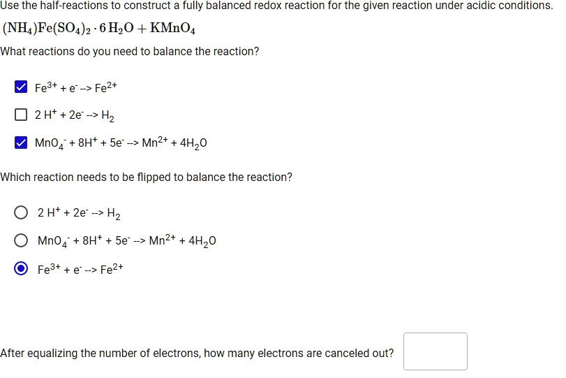 SOLVED Use the halfreactions to construct fully balanced redox