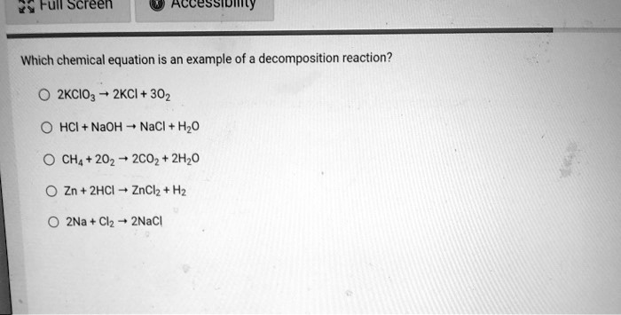 Decomposition Reaction Examples Equation Section C Type Of