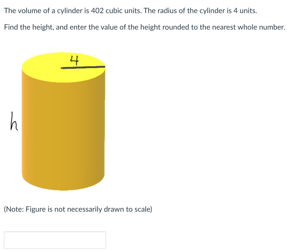 SOLVED The volume of a cylinder is 402 cubic units. The radius of the