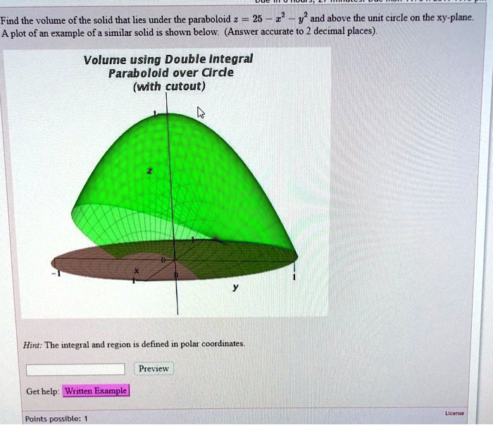 Solved Find The Volume Of The Solid That Lies Under The Paraboloid And Above The Unit Circle On