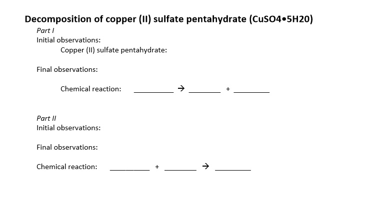 experiment 2 making copper oxide from copper (ii) sulfate pentahydrate