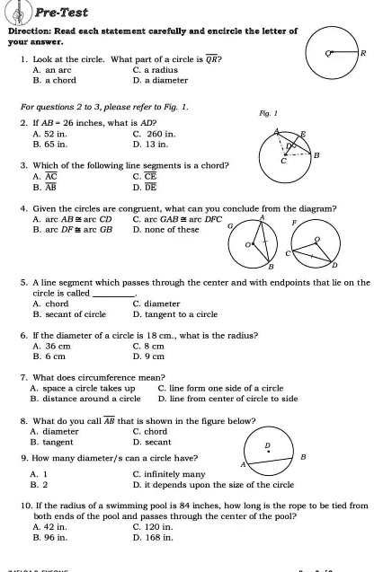 SOLVED: Pre-Test Direction: Rcad cach statcment carcfully and cncirck ...