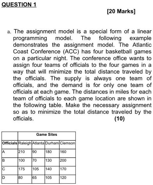 the assignment model is a special case of the model