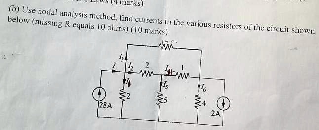 SOLVED: (b) Use nodal analysis method, find currents in the various ...