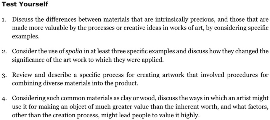 Test Yourself 1. Discuss the differences between materials that are ...