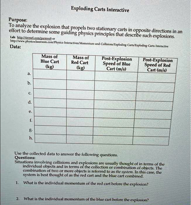 Text Exploding Carts Interactive Purpose To analyze the explosion