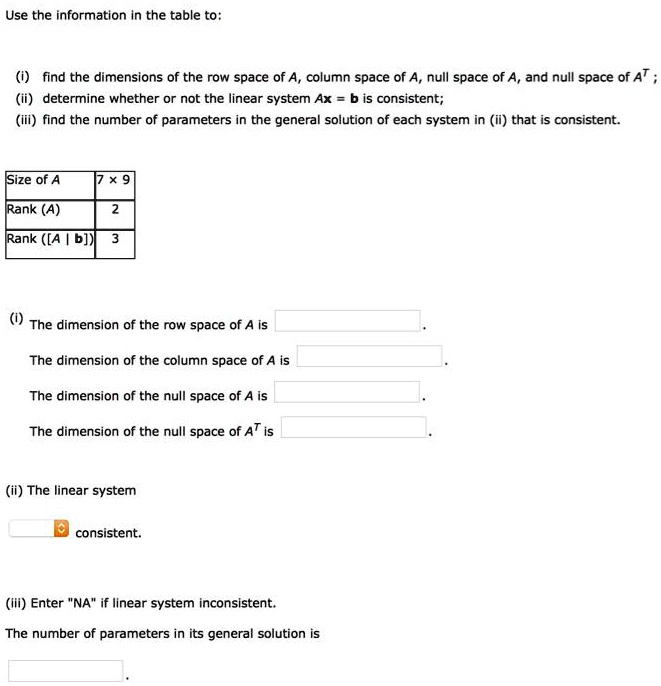 SOLVED Use the information in the table to find the dimensions