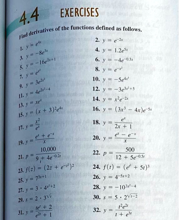 Solved Exercises 4 4 Derivatives Of The Functions Defined As Follows Find E 2 Y 02 J 8eh 4 J 12est 6221 1 4e Jt J 0 J