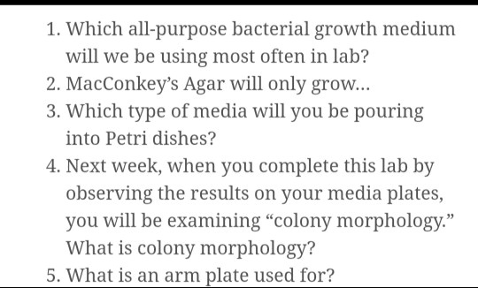 media used in food microbiology