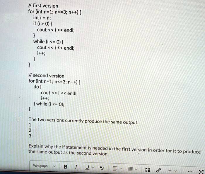 SOLVED: Using C++ In the first version, for (int n=1; n 0) cout