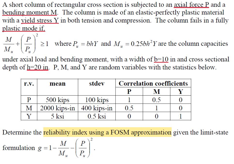 A short column of rectangular cross section is subjected to an axial ...