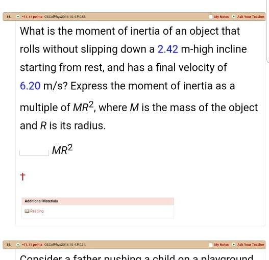 SOLVEDOsCulh 2J1b 10APus What is the moment of inertia of an object