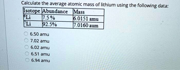 What Is The Average Atomic Mass Of Lithium
