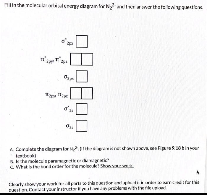 SOLVED: Fill in the molecular orbital energy diagram for Nz? and then ...