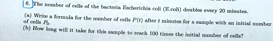 SOLVED:[Che number cells of the bactcrie Escherichia coli (E.coli ...