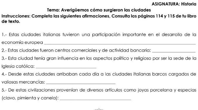 SOLVED: me pueden ayudar con esto doy corona ASIGNATURA: Historia Tema