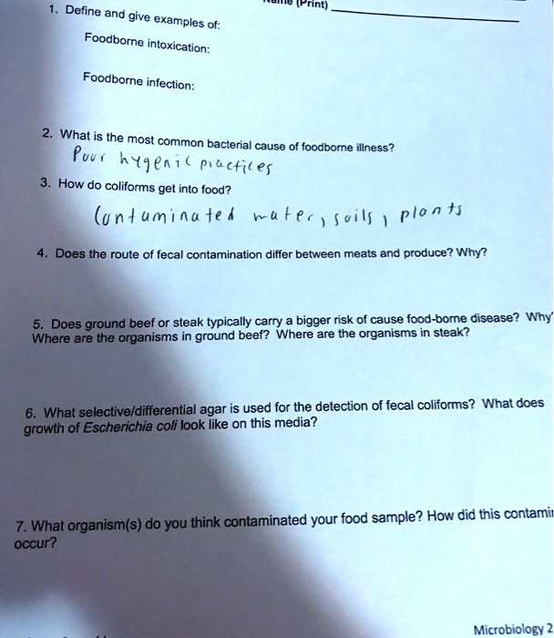 SOLVED (Frint) Define and give examples of Foodborne ' intoxication