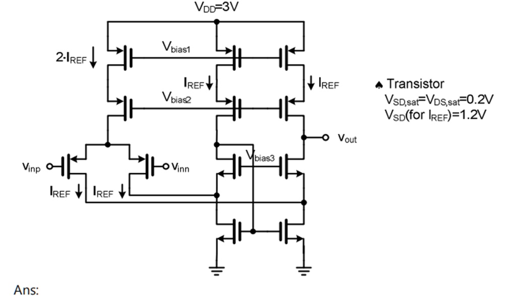 SOLVED: The following figure shows a folded cascade amplifier. Assuming ...