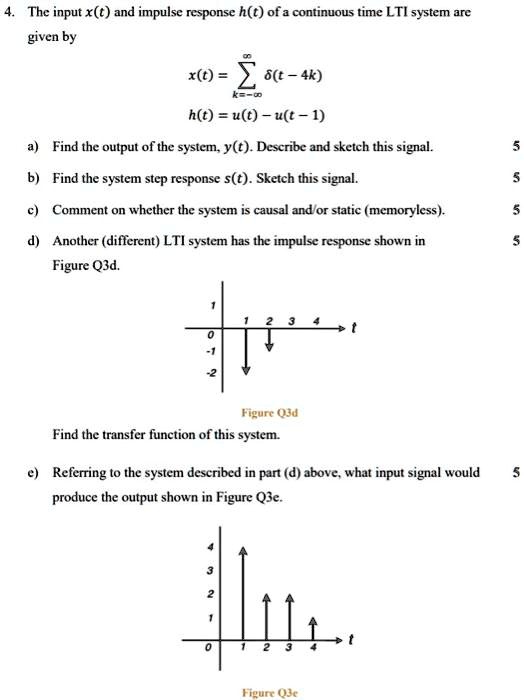 Solved The Input X T And Impulse Response H T Of A Continuous Time Lti System Are Given By X