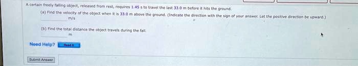 SOLVED: Texts: A certain freely falling object released from rest ...
