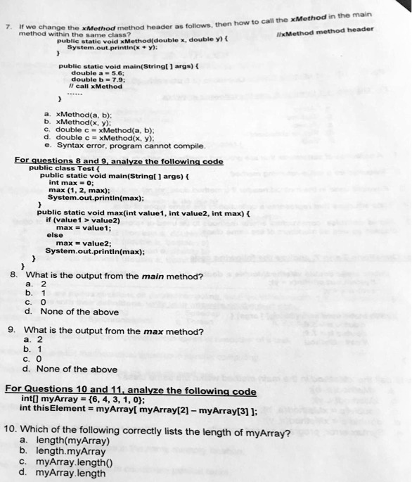 Method within the same class? public static void xMethod(double x ...
