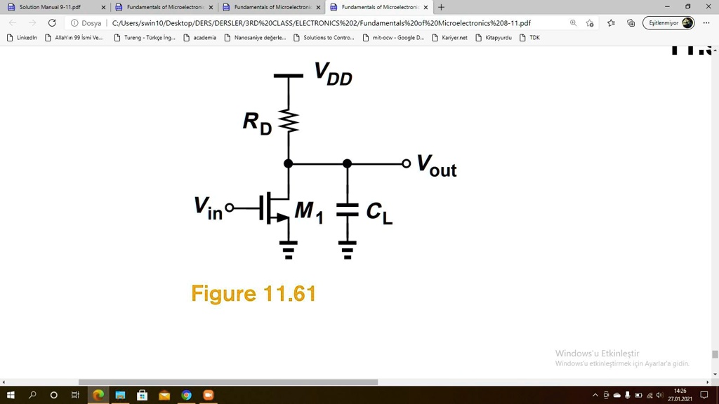 VDD
RD
Vout
Vin M1
CL
Figure 11.61