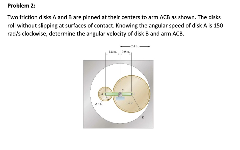 SOLVED: Two Friction Disks A And B Are Pinned At Their Centers To Arm ...