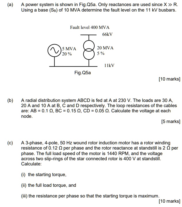 SOLVED (a) A power system is shown in Fig.Q5a.Only reactances are used